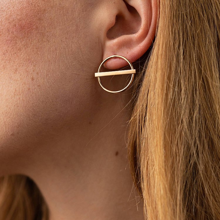 Золотые серьги - пусеты "Баланс" с07788 от ювелирного магазина Оникс - 3