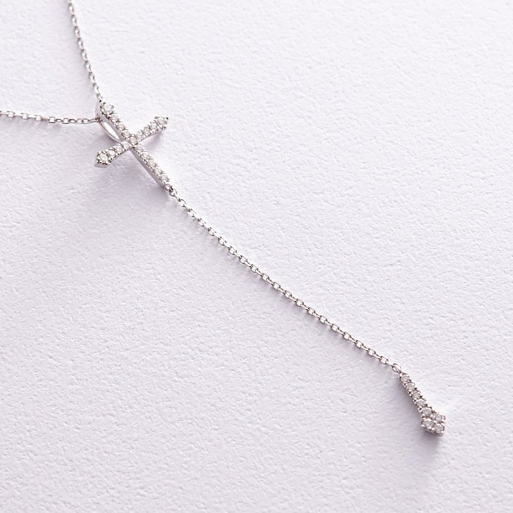 Золотое колье - галстук "Крестик" с бриллиантами колб0066ca от ювелирного магазина Оникс - 3