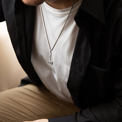 Срібний кулон "Молот з коловратом і рунами" 133228 №6