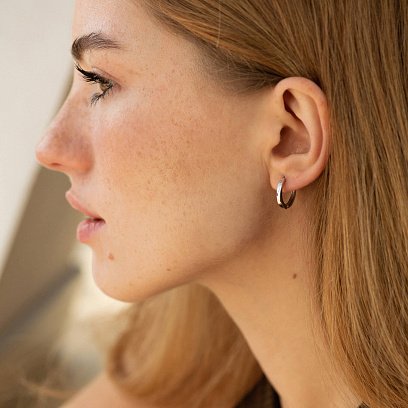 Сережки-кільця в білому золоті с08731 №2