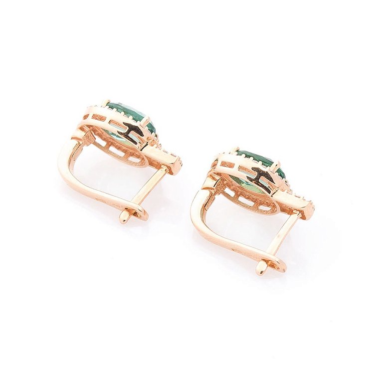 Золотые серьги (празиолит, фианиты) с04182 от ювелирного магазина Оникс - 1