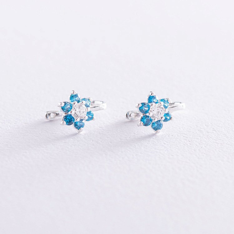 Сережки дитячі "Квіточки" (фіаніт) 12831 від ювелірного магазину Онікс