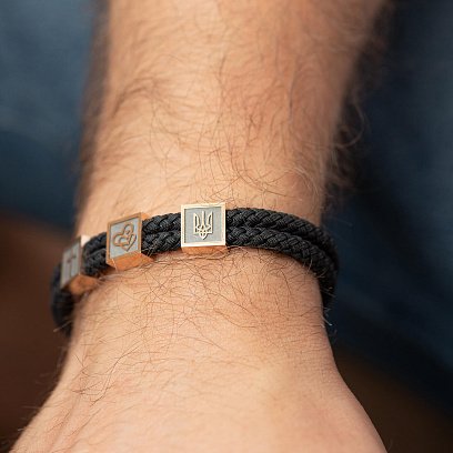 Мужской браслет "Love God. Love Family. Love Ukraine" (красное золото) 537901300 №5