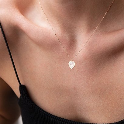 Золотое колье "Сердце" с фианитами кол01713 №3