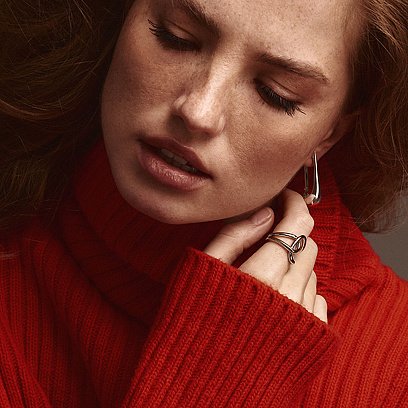 Серьги "Большие капельки" в серебре (3.6 см) 122495 №2