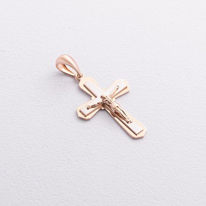 Крестик с распятием (красное, белое золото) п03999