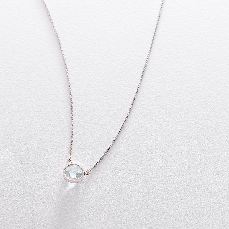 Кольє із блакитним топазом в сріблі 18830 від ювелірного магазину Онікс