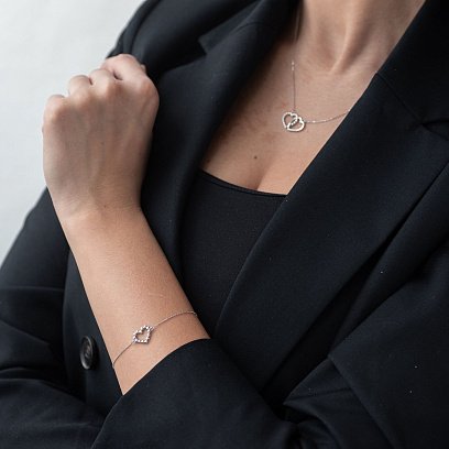 Браслет "Закохане серце" в білому золоті б04469 №3