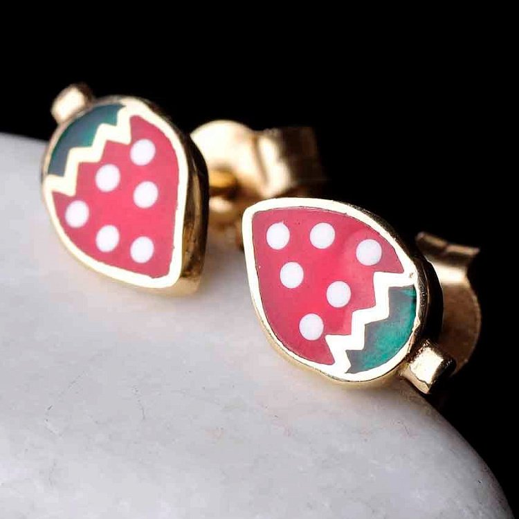 Золоті сережки "Полунички" (емаль) с01062к від ювелірного магазину Онікс - 1