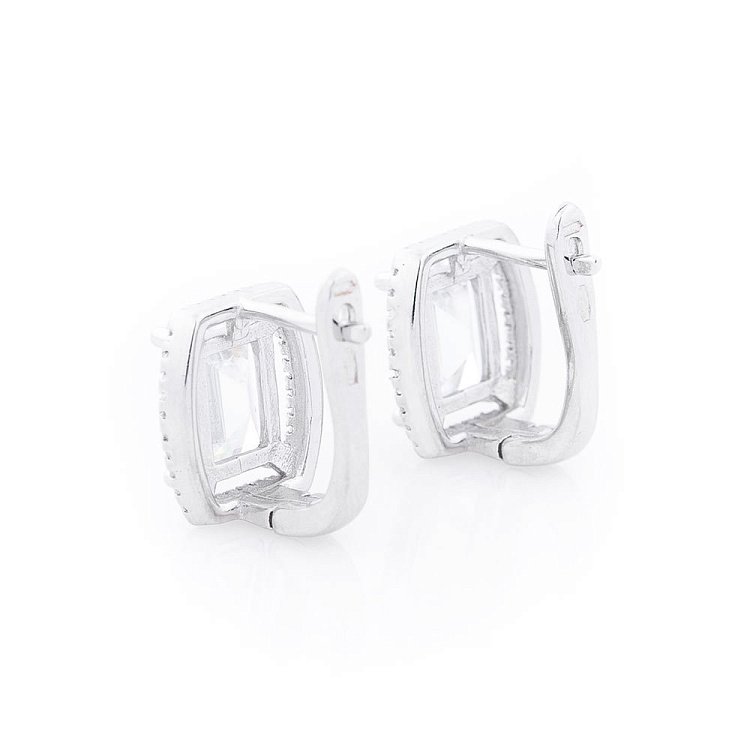 Срібні сережки з фіанітами (родій) 121943 - 1 Срібні сережки з фіанітами (родій) 121943 від ювелірного магазину Онікс - 1