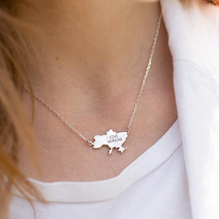 Серебряное колье "Сердце Украины - Ваш город" 181212сердце от ювелирного магазина Оникс - 6