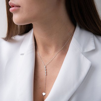 Колье из белого золота с фианитами кол01515 №3