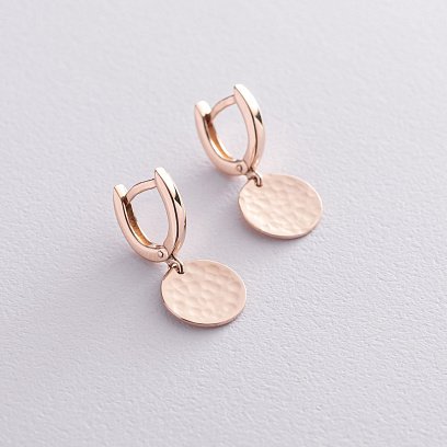 Серьги "Солнечные зайчики" в красном золоте с06749