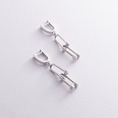 Сережки "Фантазія" у білому золоті с08312 №3