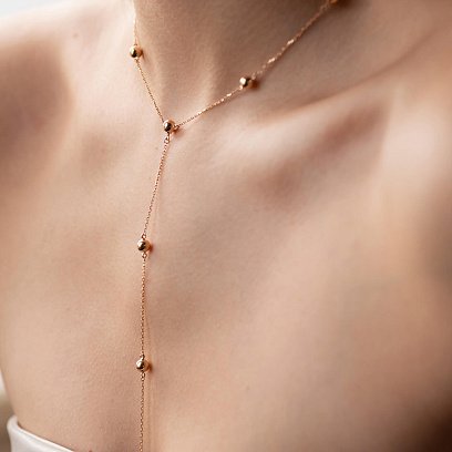 Кольє - краватка 2 в 1 "Кульки" у червоному золоті кол02066 №4