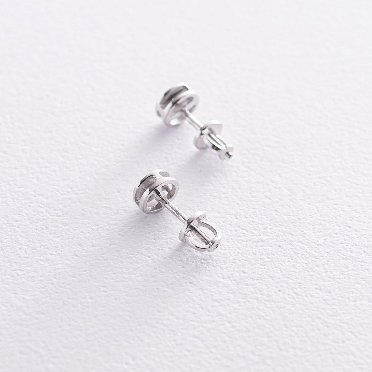 Сережки - пусети в білому золоті (діаманти) 102-10048 від ювелірного магазину Онікс - 3