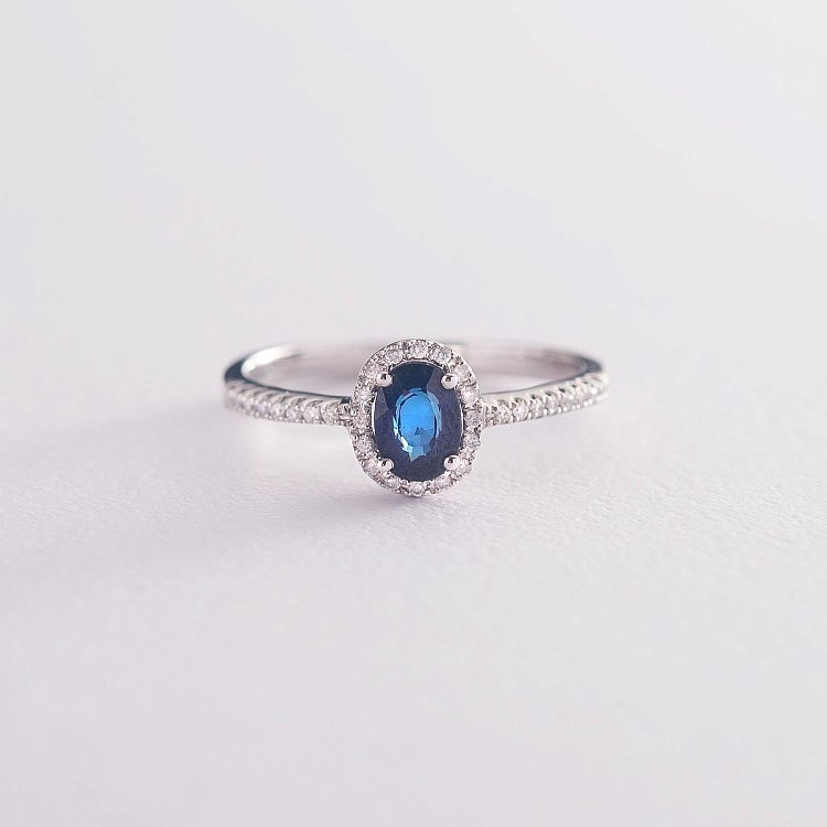 Золота заручальна каблучка з сапфіром і діамантами к222б від ювелірного магазину Онікс