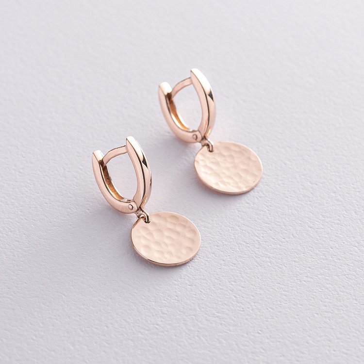 Серьги "Солнечные зайчики" в красном золоте с06749 от ювелирного магазина Оникс