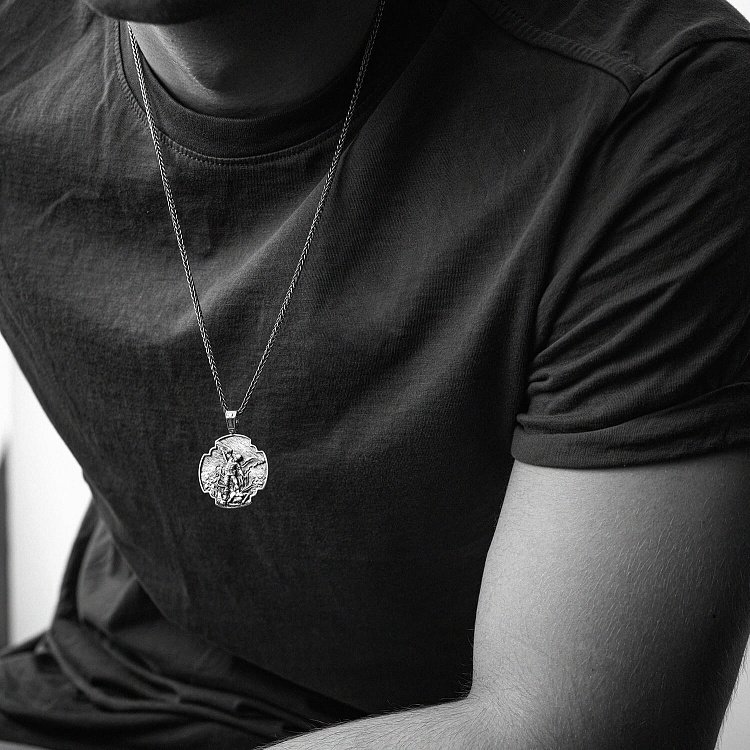 Срібний кулон "Український воїн. Молитва до Архангела Михайла" 133226 від ювелірного магазину Онікс - 14