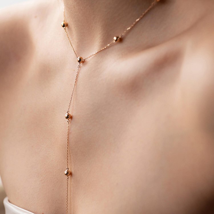 Кольє - краватка 2 в 1 "Кульки" у червоному золоті кол02066 від ювелірного магазину Онікс - 3