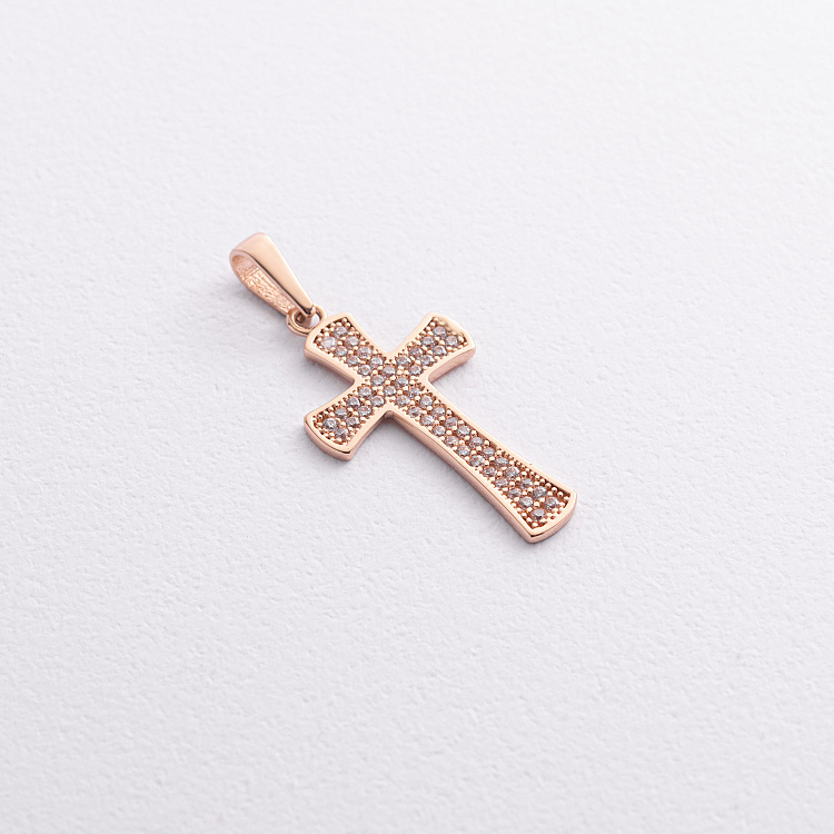 Крестик в красном золоте (фианиты) п04027 от ювелирного магазина Оникс