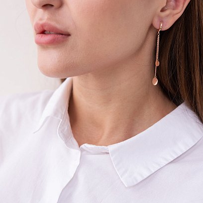 Золоті сережки "Монетки на ланцюжку" с07386 №2