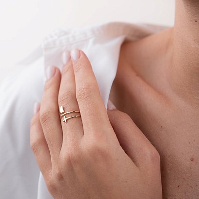 Золотое кольцо "Сердце и крестик" к05095 №3