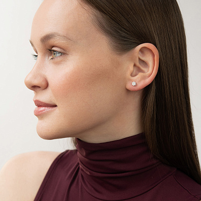 Золотые серьги - пусеты с бриллиантами сб0088cha №2