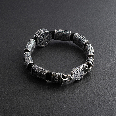 Срібний браслет "Ісус Христос. Спаси та Збережи (укр. мовою)" 1698 №17