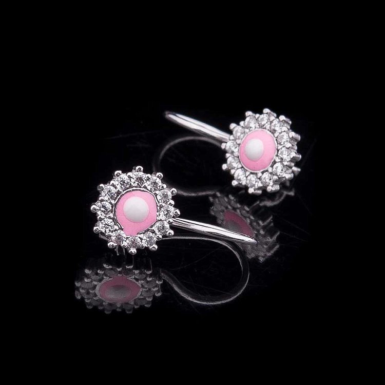 Сережки дитячі "Квіточки" (емаль, фіаніти) 121774р від ювелірного магазину Онікс