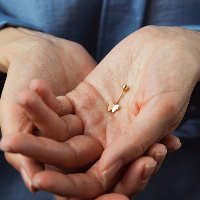 Золотой пирсинг "Бабочка" (фианит) пир00221 №2