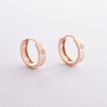 Серьги - кольца "Love" в красном золоте с08180 №5