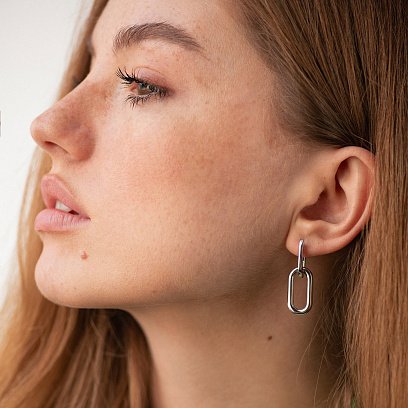 Сережки "Розмарі" у білому золоті 2 в 1 с08417 №4