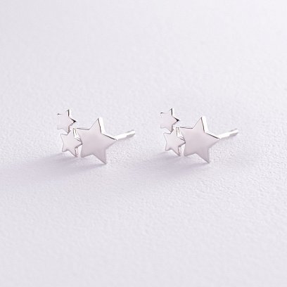 Сережки - пусети "Зірочки" у білому золоті с08000 №2