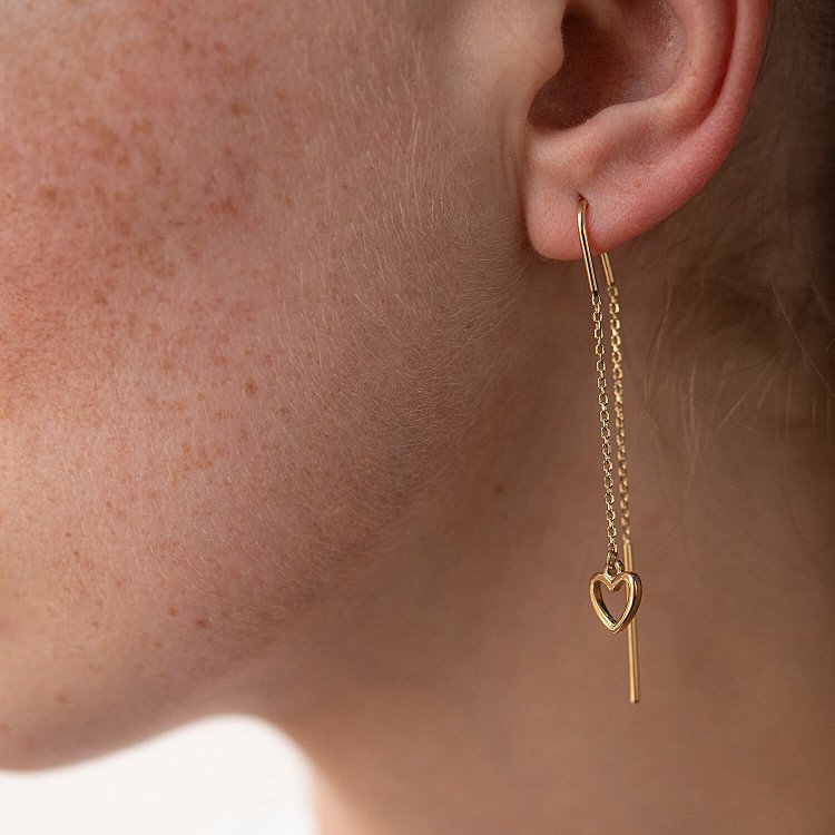 Сережки - протяжки "Сердечки" у жовтому золоті с07944 від ювелірного магазину Онікс - 4