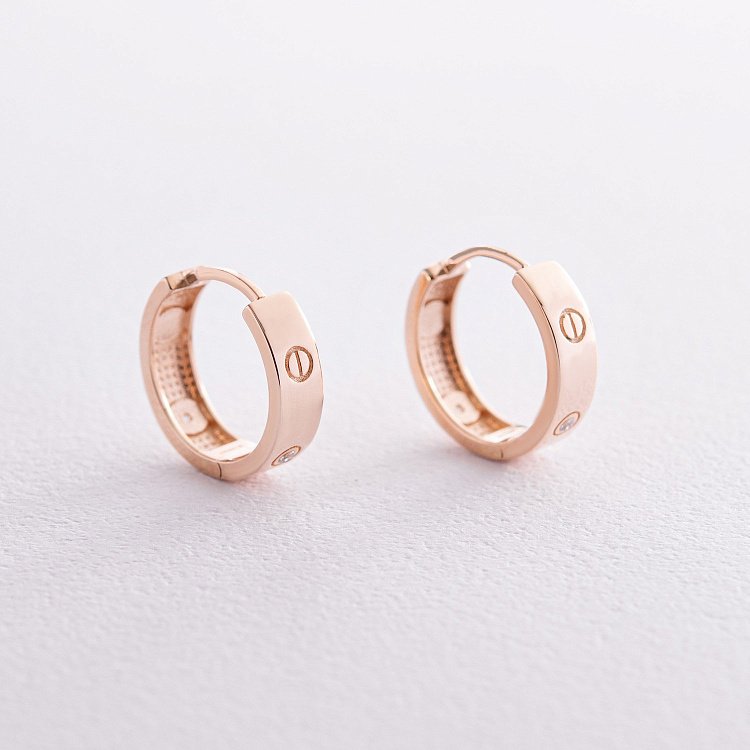 Серьги - кольца "Love" в красном золоте с08180 от ювелирного магазина Оникс - 4