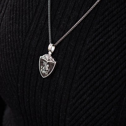 Серебряный кулон "Св. Георгий Подебедоносец" с эбеновым деревом 974 №8