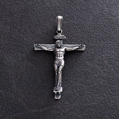 Срібний хрест "Розп'яття Ісуса Христа" 133167 №3