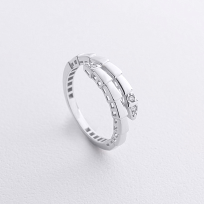 Каблучка "Змія" у білому золоті (фіаніти) к08311