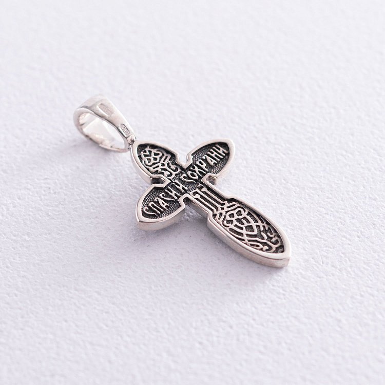 Серебряный крест "Распятие. Спаси и сохрани"  132916 от ювелирного магазина Оникс - 4