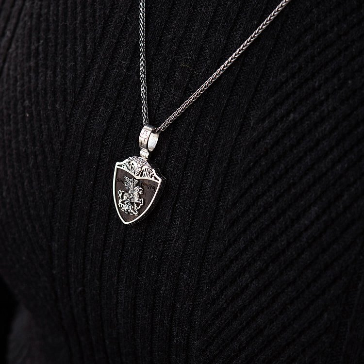 Серебряный кулон "Св. Георгий Подебедоносец" с эбеновым деревом 974 от ювелирного магазина Оникс - 7