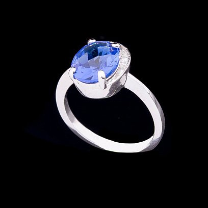 Кольцо с синими фианитами к5 №3