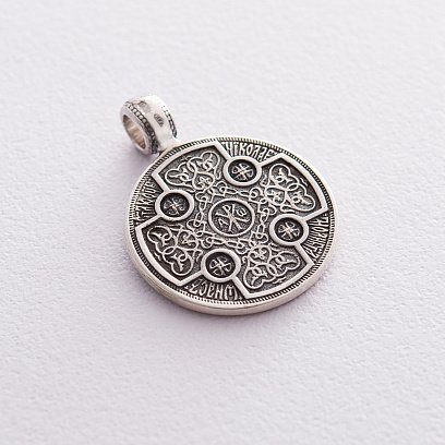 Срібна підвіска "Св. Миколай Чудотворець" з чорнінням 132987 №5