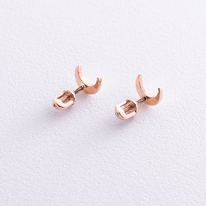 Сережки - пусети "Місяць" у червоному золоті с06963 №4