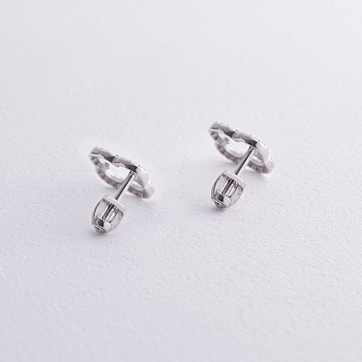 Серебряные серьги - пусеты "Клевер" с фианитами 008220 №4