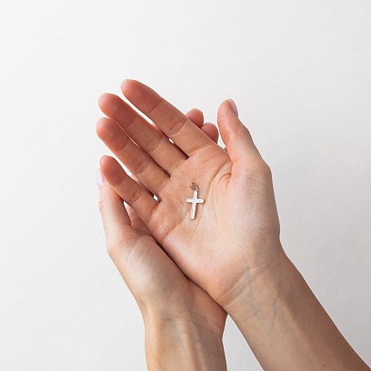 Крестик из серебра (родий ,фианиты) 131591 №2