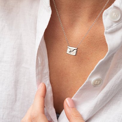 Серебряное колье "Конверт с секретом" (возможна гравировка) 181215 №18