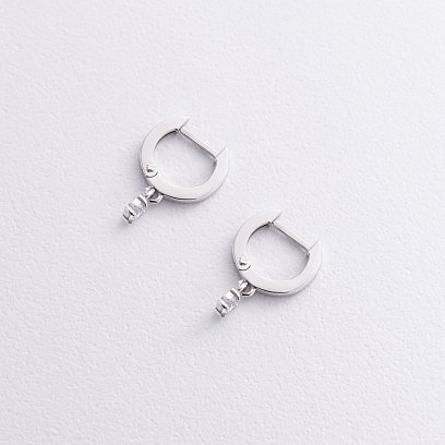 Сережки в білому золоті (фіаніти) с09102 №3