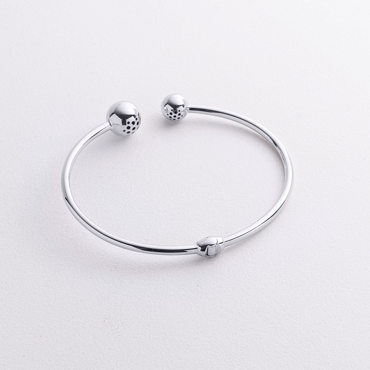 Жесткий браслет "Шарики" в белом золоте б05509 от ювелирного магазина Оникс - 4