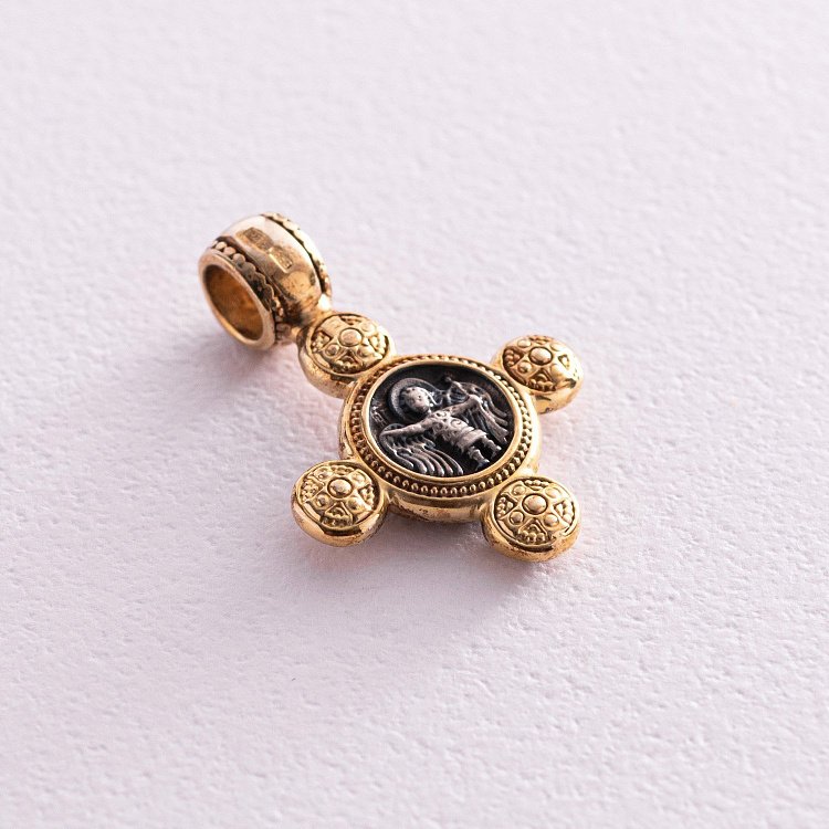 Серебряный крестик "Спас Нерукотворный. Ангел Хранитель" 132467 от ювелирного магазина Оникс - 4